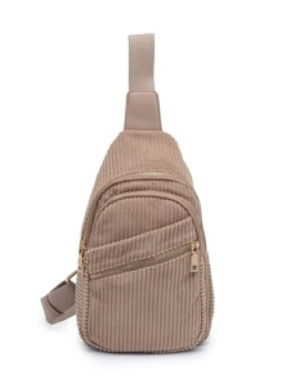 Urban Expressions Beige Corduroy Sling Crossbody with Gold Hardware